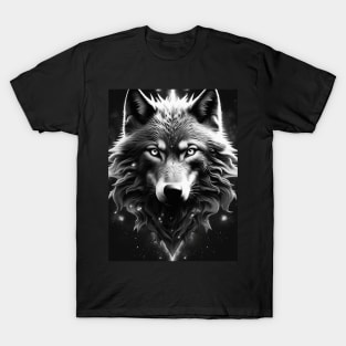 Black and White Cosmic Wolf T-Shirt